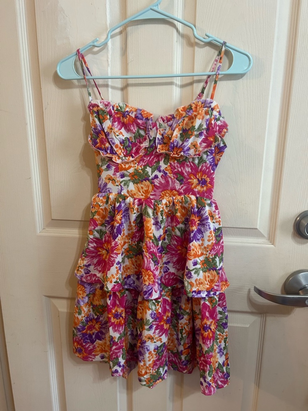 Women’s Floral Tiered Sundress in Pink, Purple & Orange